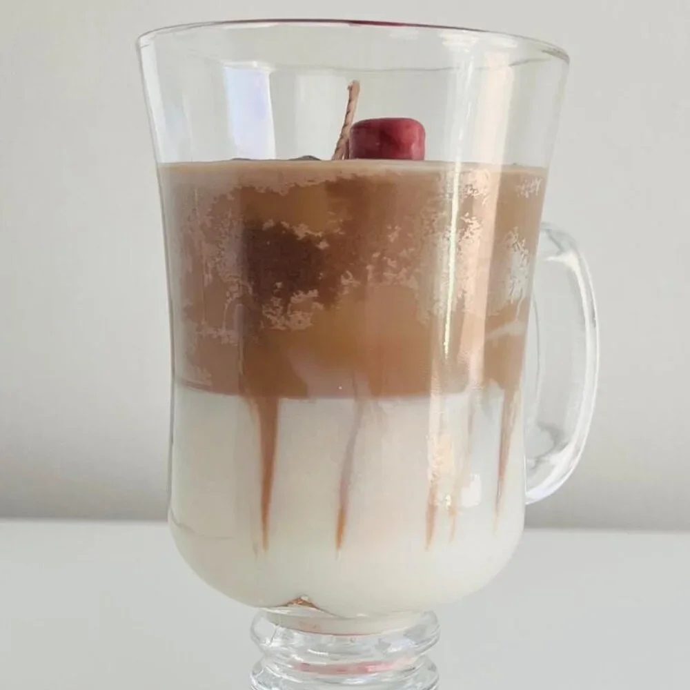 Handmade coffee cup candle, cappuccino-shaped soy candle, realistic home decor,
